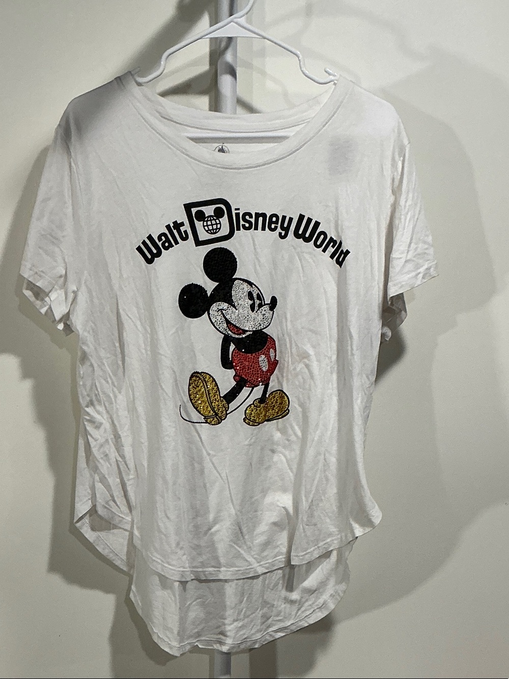 Disney White Mickey Mouse Walt Disney World Embellished Graphic Tee
